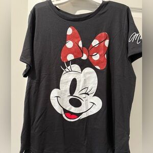 Disney Minnie Mouse Graphic Tee 1X Black Polka Dot